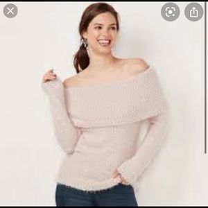LC off shoulder pale pink sweater